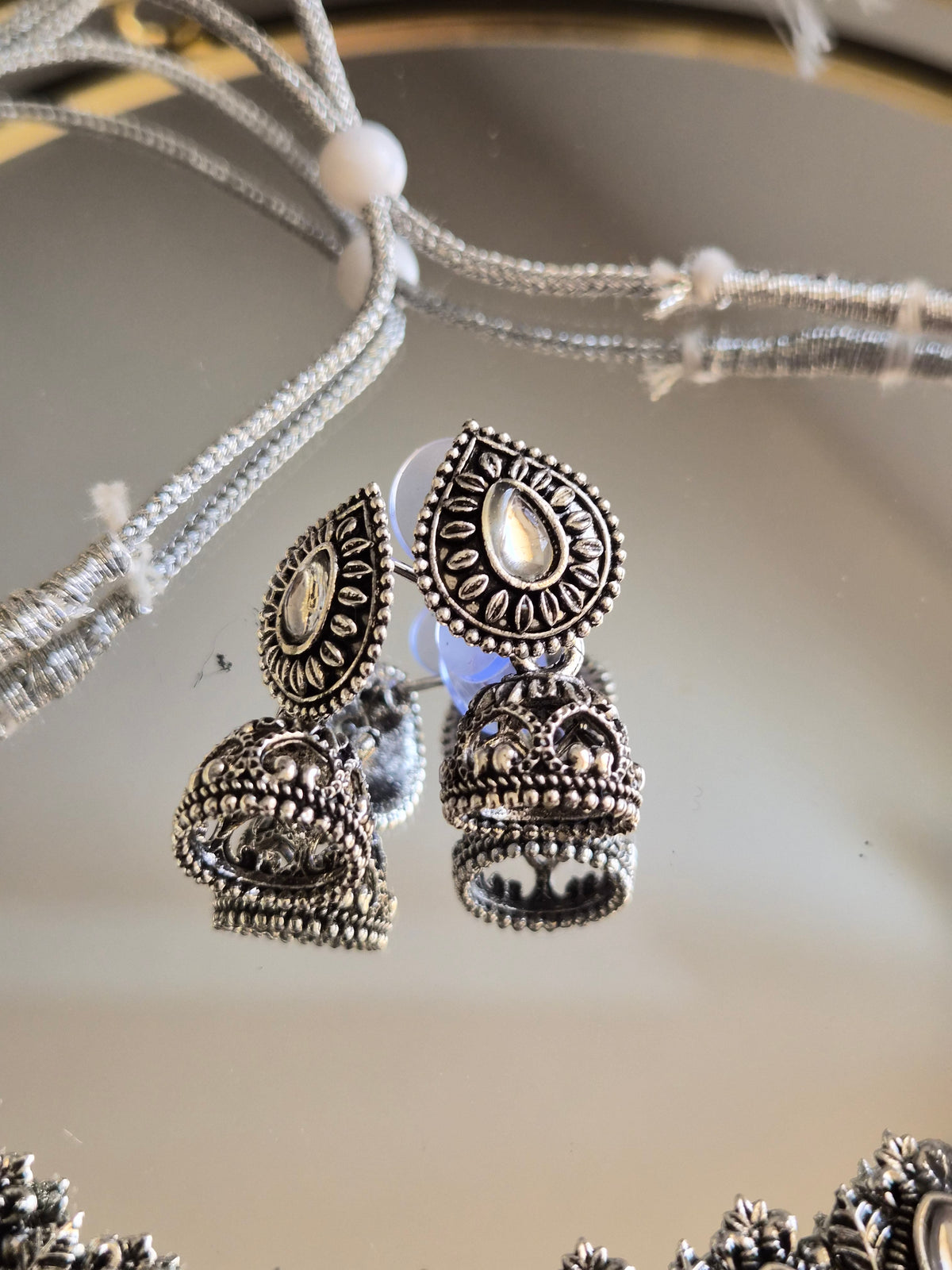 Parure Jhumka Argentée – Teardrop