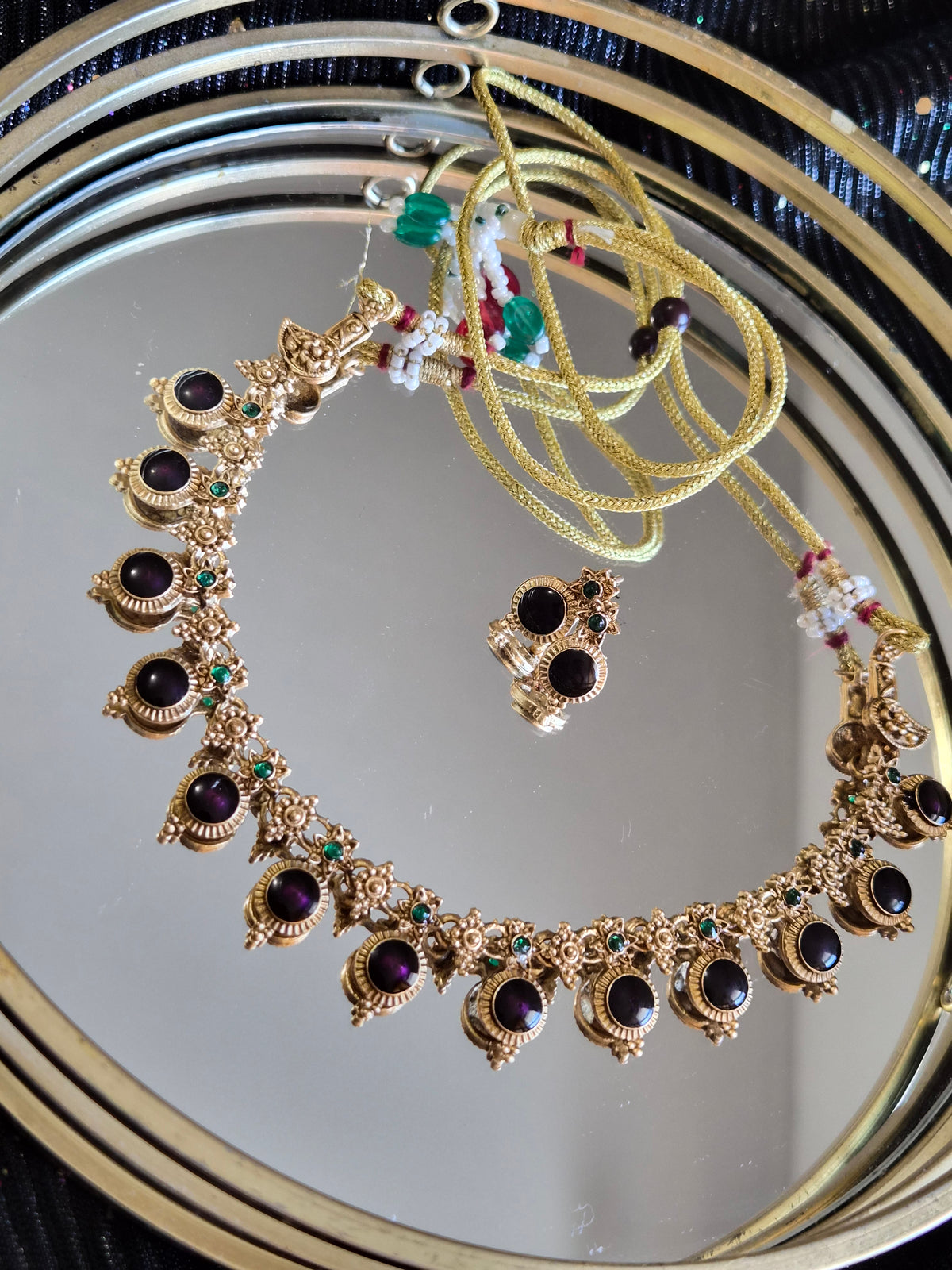 Parure Indienne Violet & Émeraude