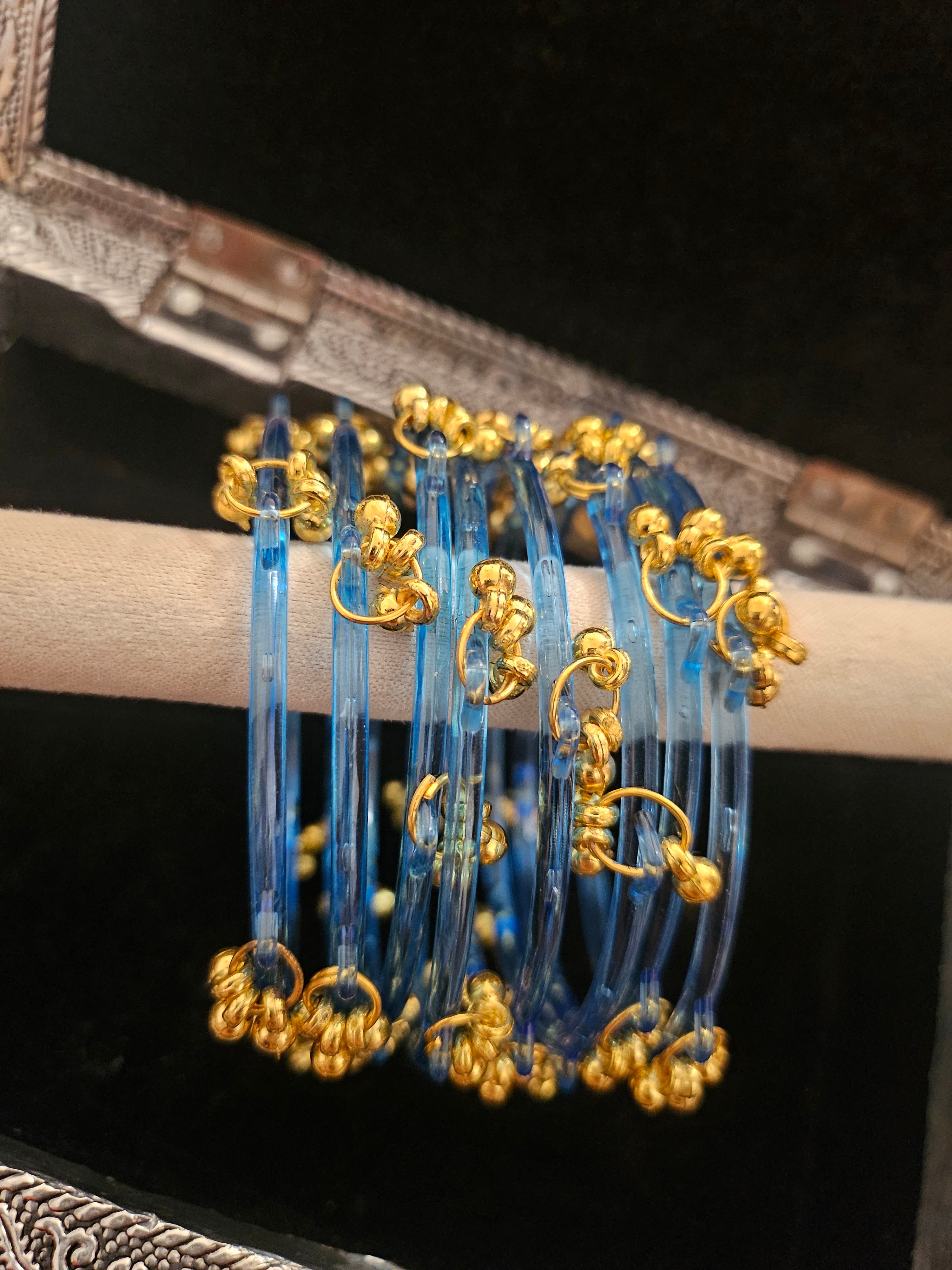 Blue Plastic Kashmiri Bangles