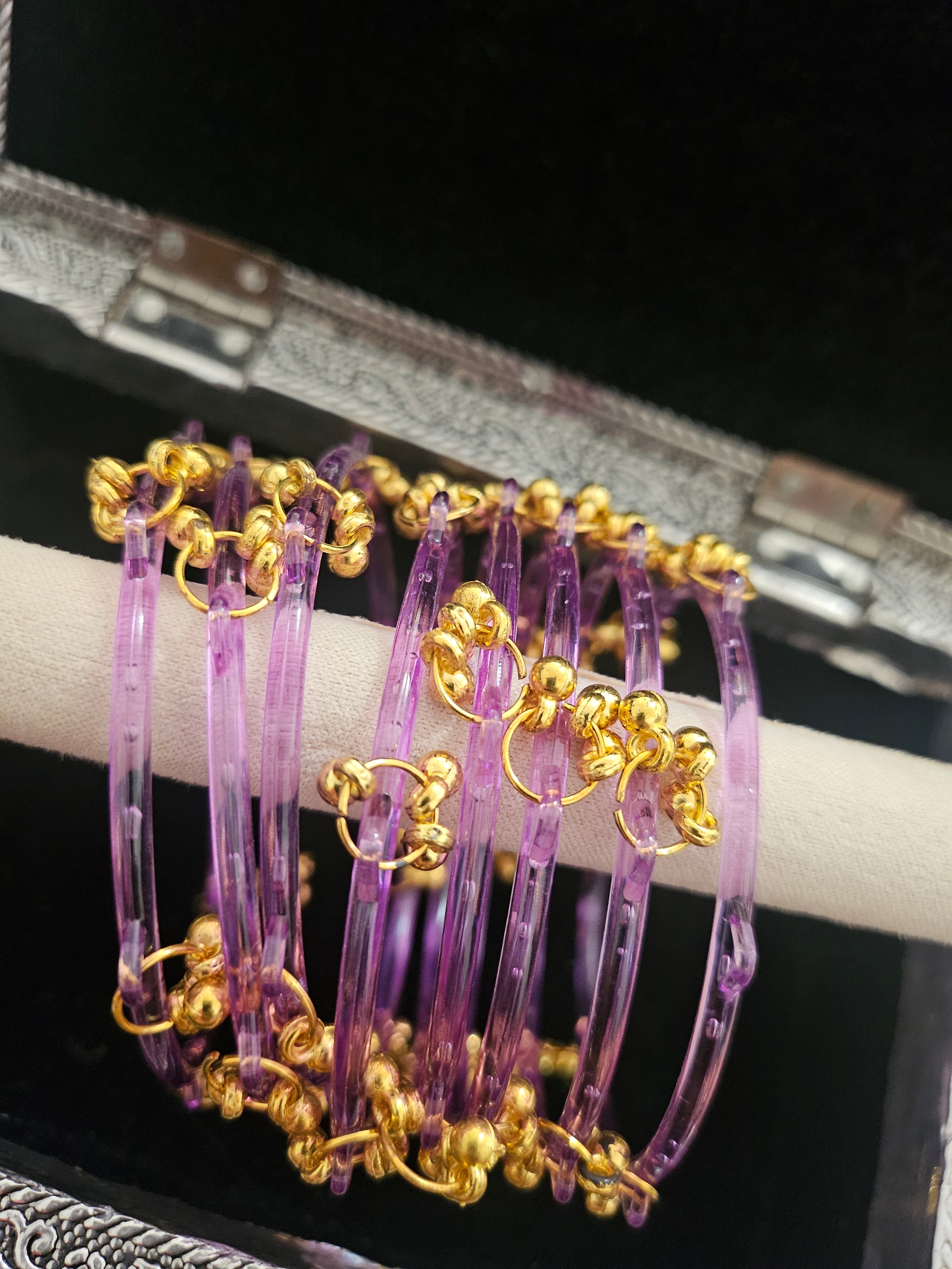 Purple Plastic Kashmiri Bangles