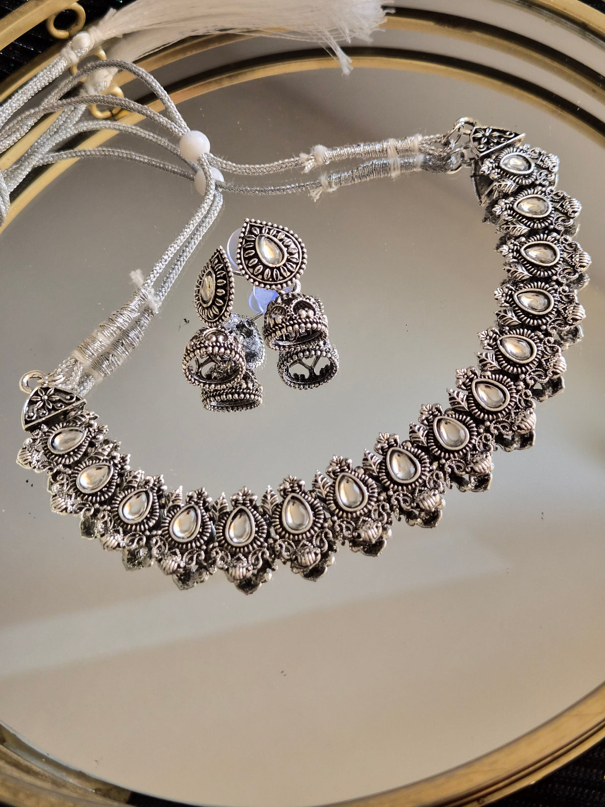 Parure Jhumka Argentée – Teardrop
