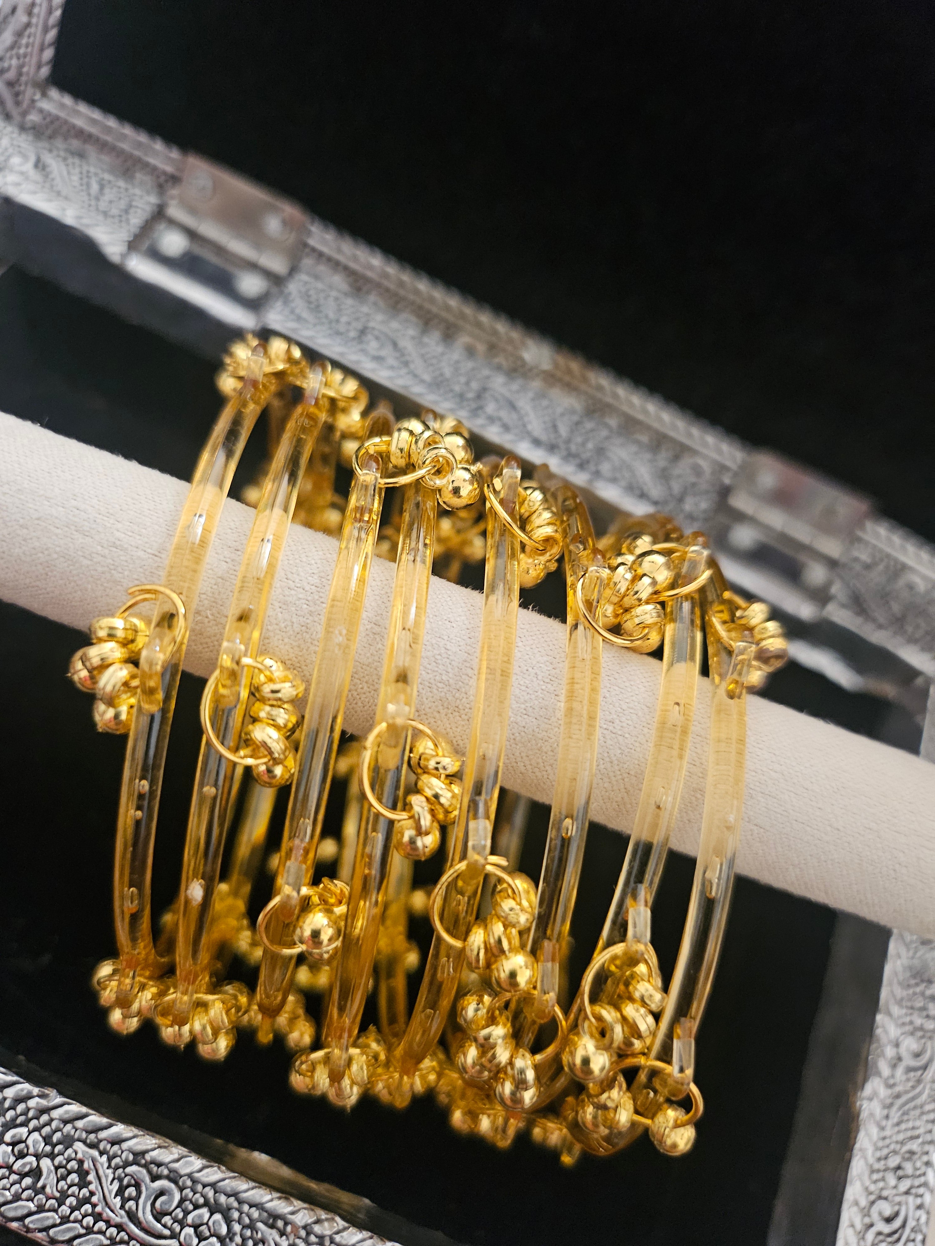 Yellow Plastic Kashmiri Bangles