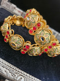 Kundan Bangles Floraux Rouge & Vert ✨