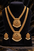 Antique Gold Double Necklace Set - Design 5